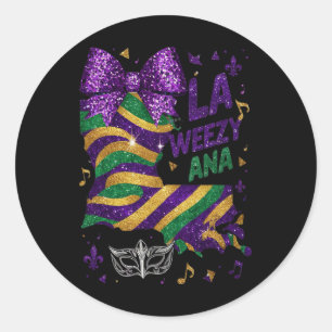 Sticker Rond La carte de la Louisiane pour le Mardi Gras de La