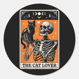 Sticker Rond La Carte de Tarot de l'Amoureux des Chats - Chat N