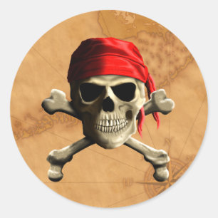 Sticker Rond La carte du pirate Jolly roger