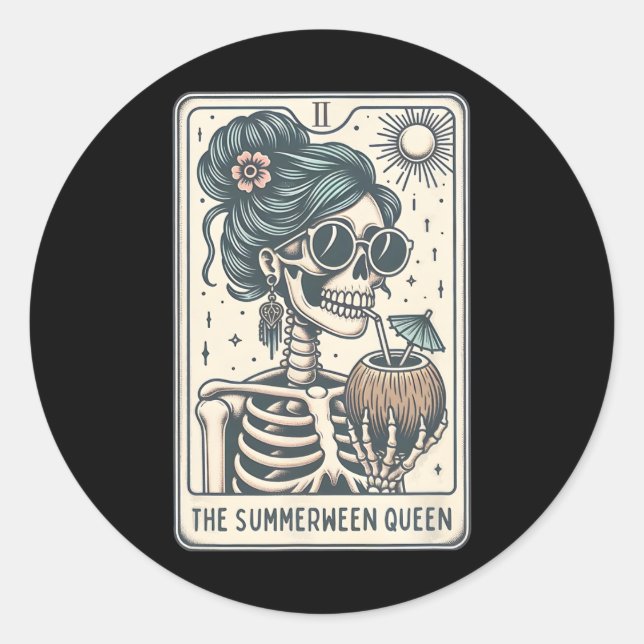 Sticker Rond La carte Summerween Queen Tarot (Devant)