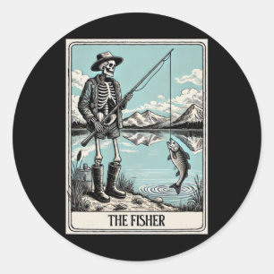 Sticker Rond La Carte Tarot Squelette Fisher Pour Les Amateurs 