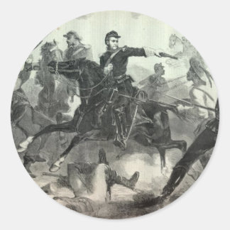 Sticker Rond La cavalerie de guerre civile attaquent
