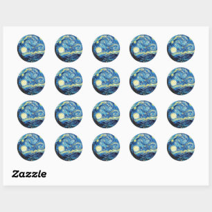 Sticker Rond La célèbre peinture de Van Gogh, Nuit étoilée