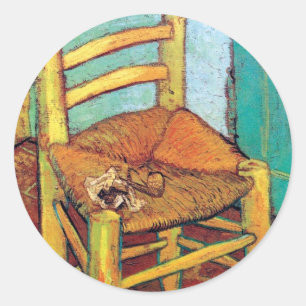 Sticker Rond La Chaise de Vincent avec pipe