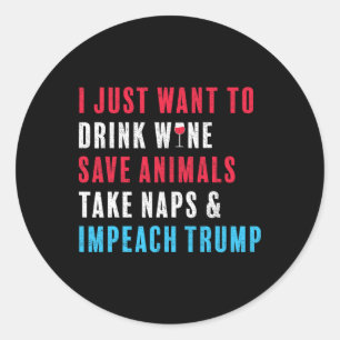 Sticker Rond La Chemise anti-Trump menace l'Amoureux des animau