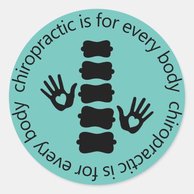 Sticker Rond La Chiropratique Est Pour Chaque Corps (Devant)