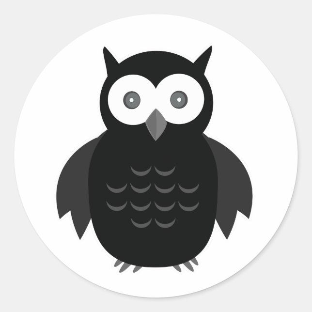 Sticker Rond La Chouette noire et blanche (Devant)