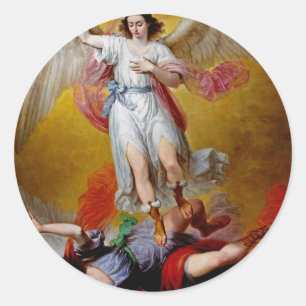 Sticker Rond La chute de Lucifer par Antonio Maria Esquivel