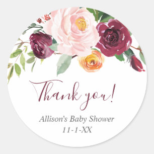 Sticker Rond La chute florale rougissent faveur rose de