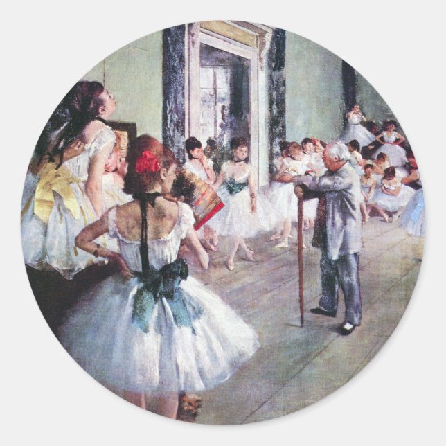 Sticker Rond La Classe de Danse par Edgar Degas, Art de Ballet  (Devant)