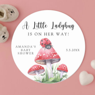 Sticker Rond La coccinelle aquarelle est en route ! shower bébé