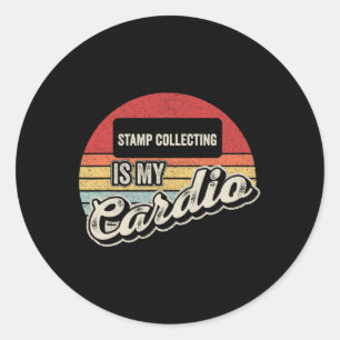 Sticker Rond La Collecte De Timbres Est Mon Cardio Vintage Retr