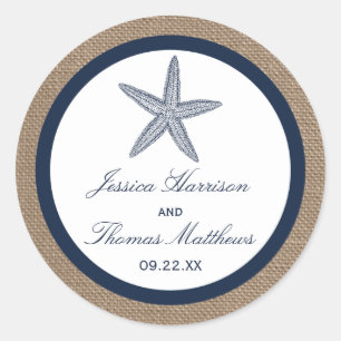 Sticker Rond La collection de mariages de la marine Starfish Bu