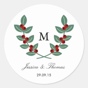 Sticker Rond La collection de Mariages Monogram Berry Bush