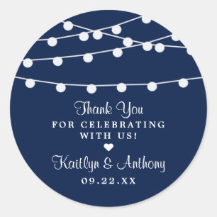 Sticker Rond La Collection Mariage Bleu Marine Lights