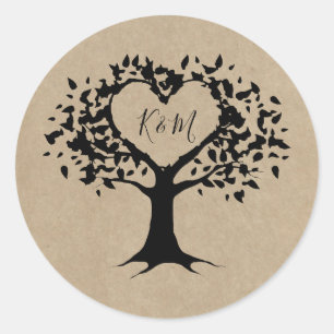 Sticker Rond La collection Rustique Mariage Heart Tree Favorise