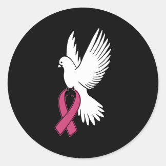 Sticker Rond La colombe blanche qui porte le cancer du sein Sen