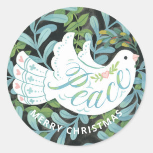 Sticker Rond La colombe de la paix illustre Noël