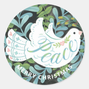 Sticker Rond La colombe de la paix illustre Noël