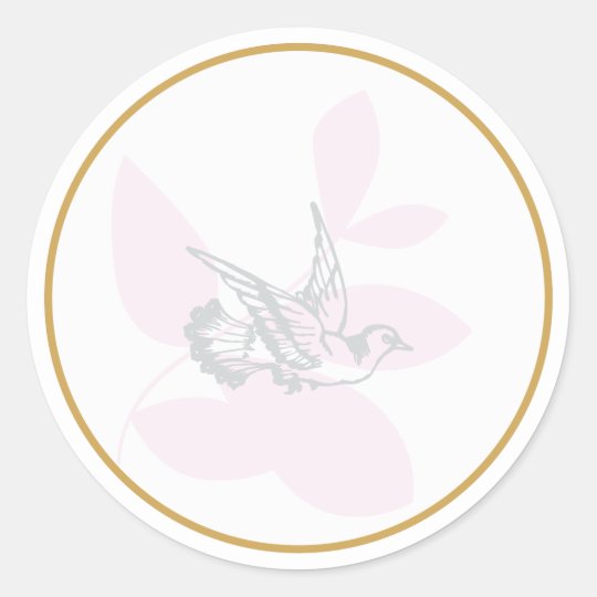 Sticker Rond La Colombe De Rose Et Le Bapteme De Branche Zazzle Fr