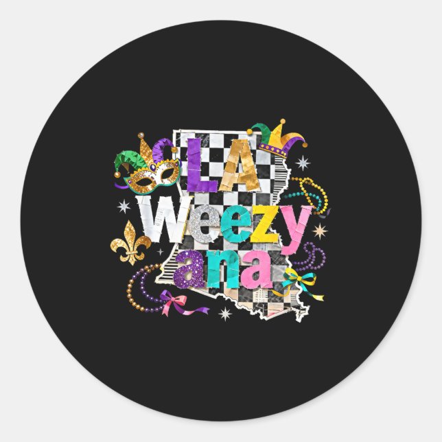 Sticker Rond La conception de carnaval Mardi Gras de La Weezy A (Devant)