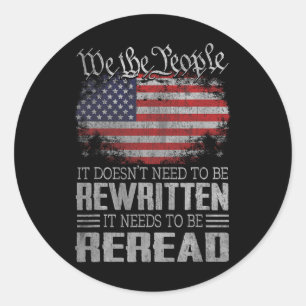 Sticker Rond La Constitution Américaine Du Drapeau Des Etats-Un