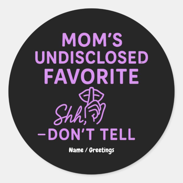 Sticker Rond La couleur rose-violet drôle préférée non divulgué (Devant)