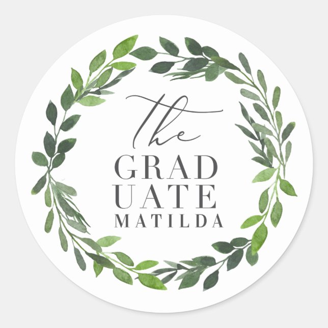 Sticker Rond La couronne de feuillage de gouache et d'écriture  (Devant)