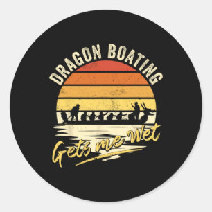 Sticker Rond La course de bateaux-dragons me mouille - Drôle de