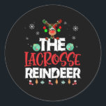 Sticker Rond La crosse Reindeer Christmas Pyjama Family Matc<br><div class="desc">La famille de pyjama de Noël Lacrosse Reindeer correspond</div>