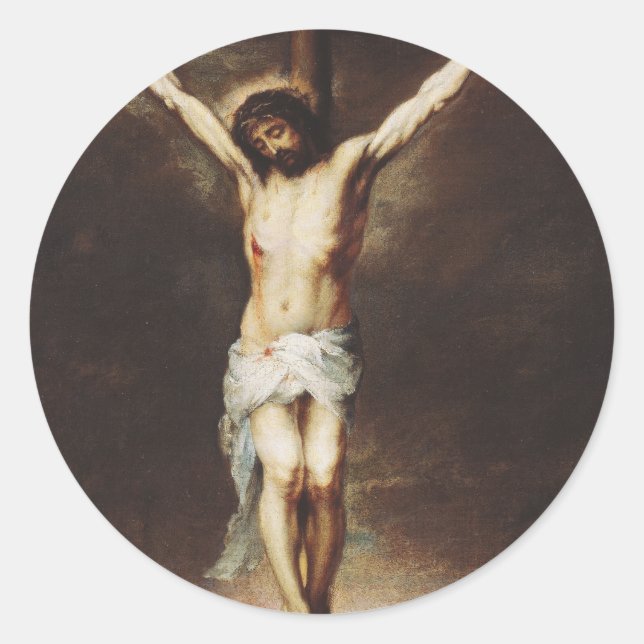 Sticker Rond La Crucifixion de Bartolomé Esteban Murillo (Devant)