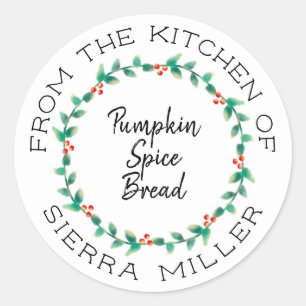 Sticker Rond La cuisine de guirlande de houx de Noël traite