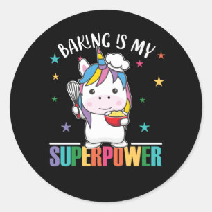 Sticker Rond La Cuisine Est Ma Superpuissance Douce Gâteaux Uni