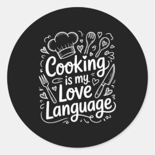 Sticker Rond La cuisine est mon langage de l'amour, chef culina