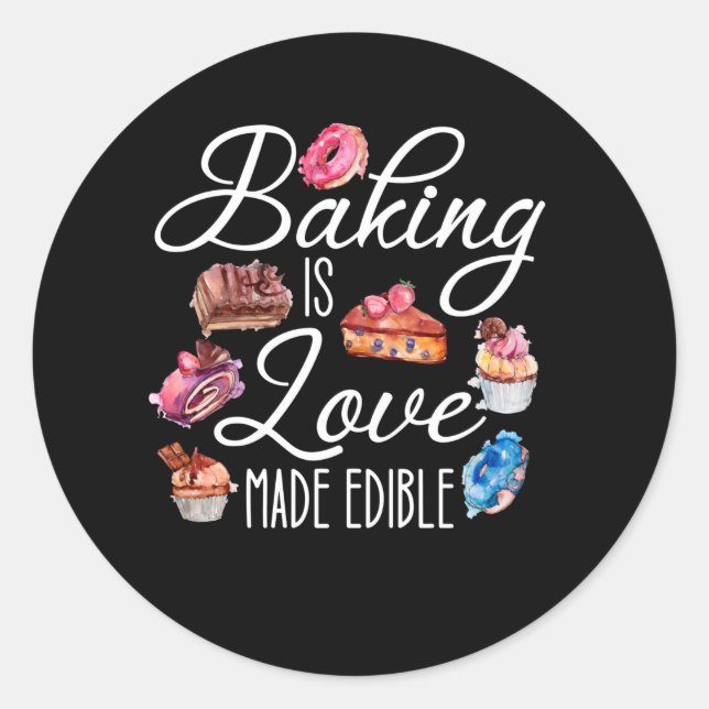 Sticker Rond la cuisson est l'amour comestible (Devant)