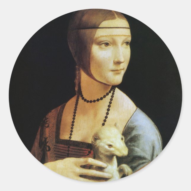 Sticker Rond La Dame à l'hermine de Léonard de Vinci (Devant)