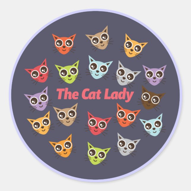 Sticker Rond La Dame aux chats (Devant)
