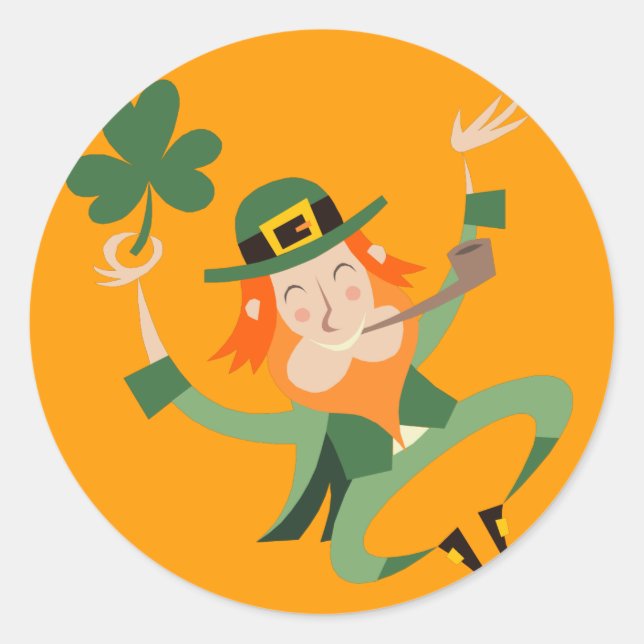 Sticker Rond La danse Leprechaun (Devant)