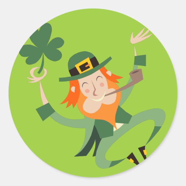 Sticker Rond La danse Leprechaun (Devant)