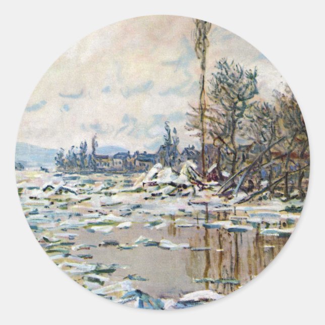 Sticker Rond La débâcle des glaces de Claude Monet (Devant)