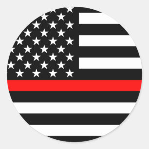 Sticker Rond La Décor À Drapeau Américain De La Ligne Rouge Min