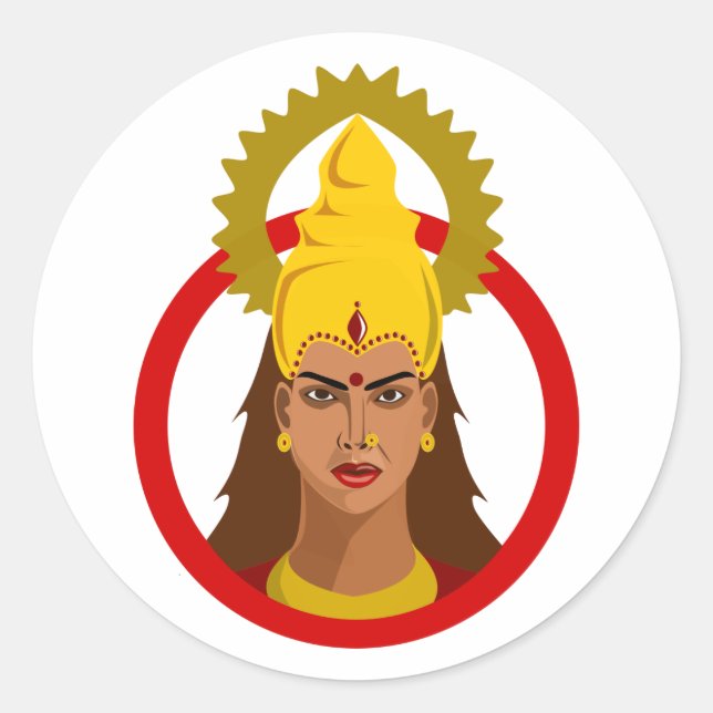 Sticker Rond La déesse de la force : la puissance de Durga (Devant)