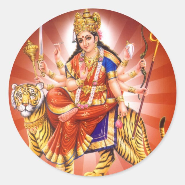 Sticker Rond La déesse Durga (déesse hindoue) (Devant)