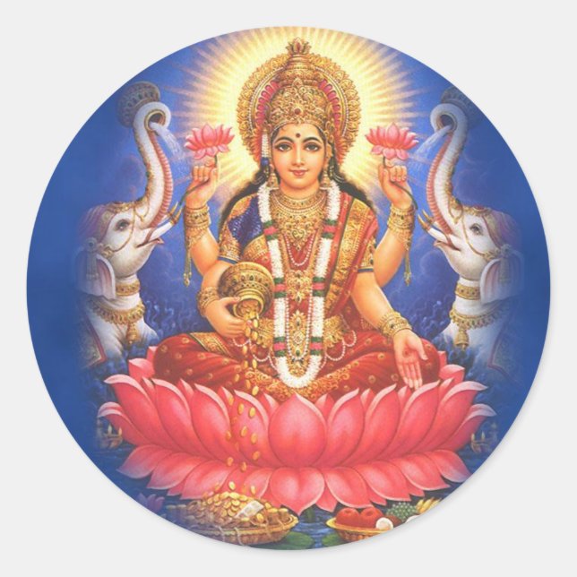 Sticker Rond La déesse hindoue Laxmi Devi Mata (Devant)
