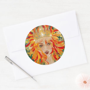Sticker Rond La déesse irlandaise Eire Fiery Redhead Ginger Fir