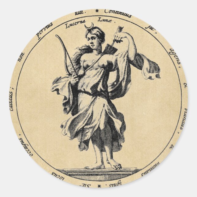 Sticker Rond La déesse Luna Moon (Devant)