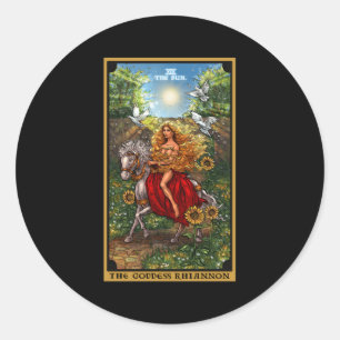 Sticker Rond La déesse Rhiannon Le Sun Tarot Card Celtic Pag