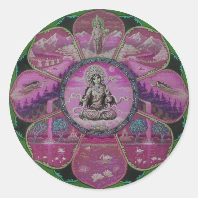 Sticker Rond La déesse Tara Mandala (Devant)