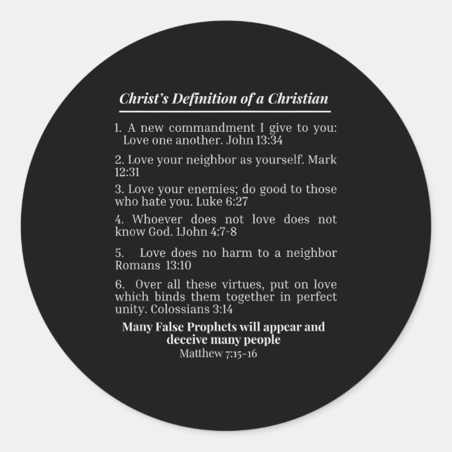 Sticker Rond La définition du chrétien selon le Christ verset b (Devant)