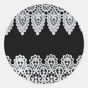 Sticker Rond La dentelle blanche forme une bordure délicate con